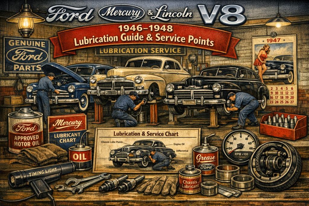 Ford V8 1946-1948 Factory Lubrication Guide & Service Points
