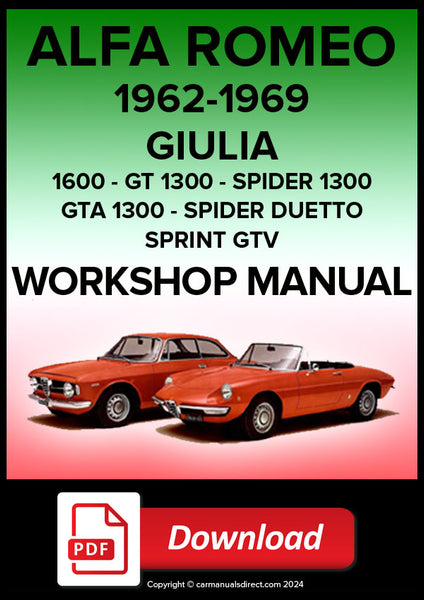 ALFA ROMEO GIULIA-SPIDER ワークショップマニュアル Alfa Romeo Giulia-Spider Owners Workshop Manual 1962-1978