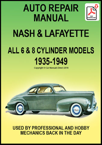Nash and Lafayette Advance, Ambassador, 400 Standard 6 and 8 Cylinder Models 1935-1949 Workshop Manual | PDF Download | carmanualsdirect