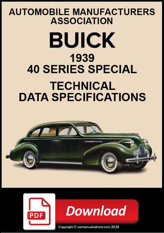 Buick 1939 40 Series Special Technical Specification Data - PDF Download
