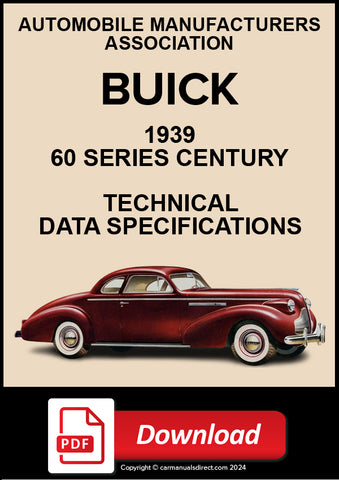 Buick 1939 60 Series Century Technical Specification Data | PDF Download