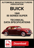 Buick 1940 50 Series Super Technical Specification Data | PDF Download
