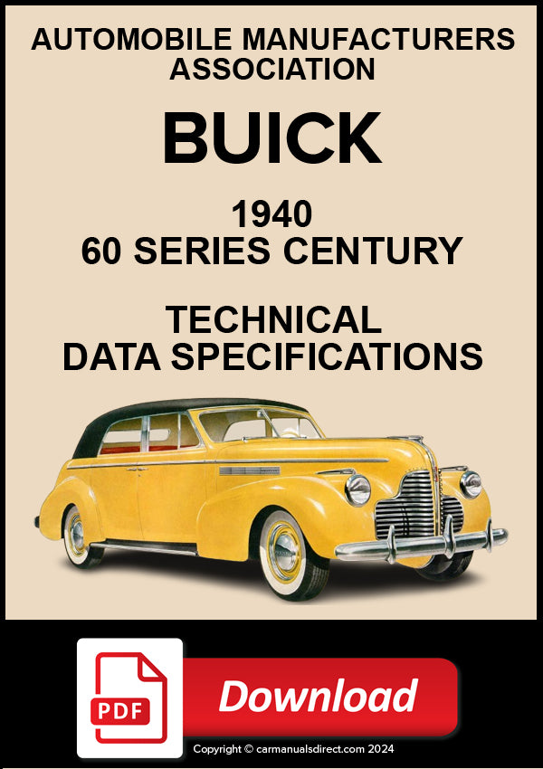 Buick 1940 60 Series Century Technical Specification Data | PDF Download