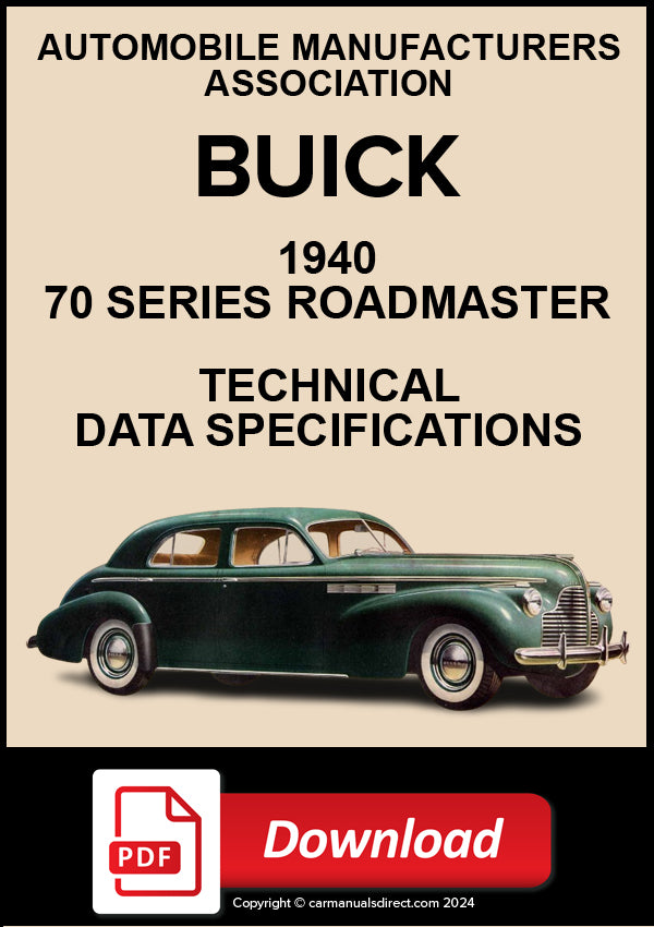 Buick 1940 70 Series Roadmaster Technical Specification Data | PDF Download