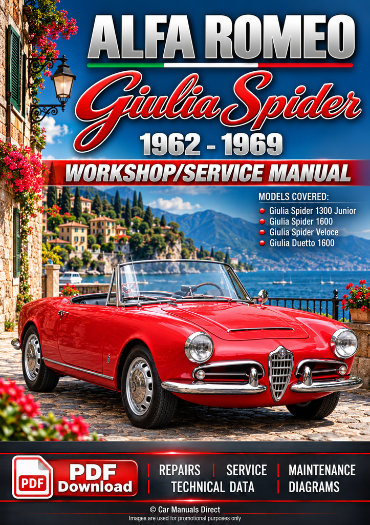 Alfa Romeo Giulia Spider 1300 & 1600 1962-1969 Workshop Service Manual | PDF Download