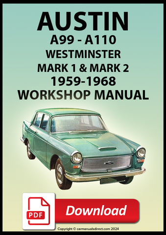 Austin Westminster A99 Mark 1, A110 Mark 1 and A110 Mark 2 1959-1969 Workshop Service Manual | PDF download | carmanualsdirect