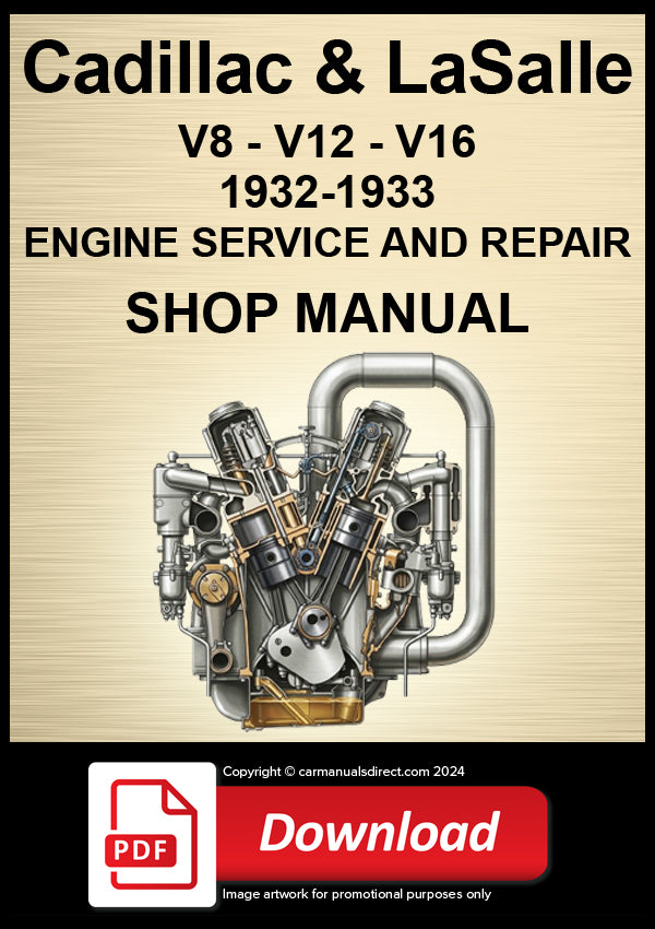 Cadillac & La Salle V8, V12, V16, 1932-1933 Engine Service & Repair Manual | PDF Download