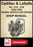 Cadillac & La Salle V8, V12, V16, 1932-1933 Engine Service & Repair Manual | PDF Download