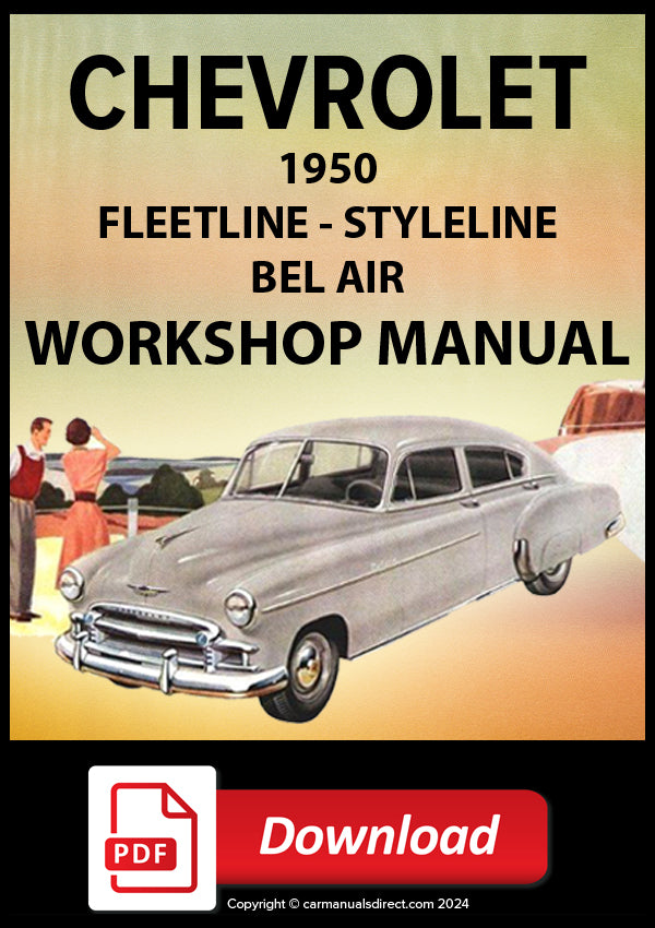 Cover of a 1950 Chevrolet Fleetline, Styleline, Bel Air workshop manual