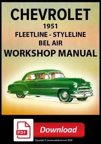 Cover of 1951 Chevrolet Fleetline, Styleline, Bel Air workshop manual 