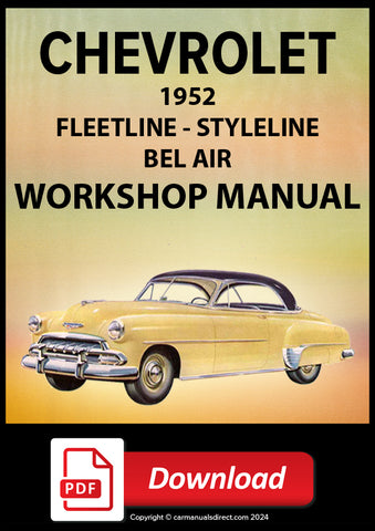 Cover of 1952 Chevrolet Fleetline Styleline Bel Air workshop manual 