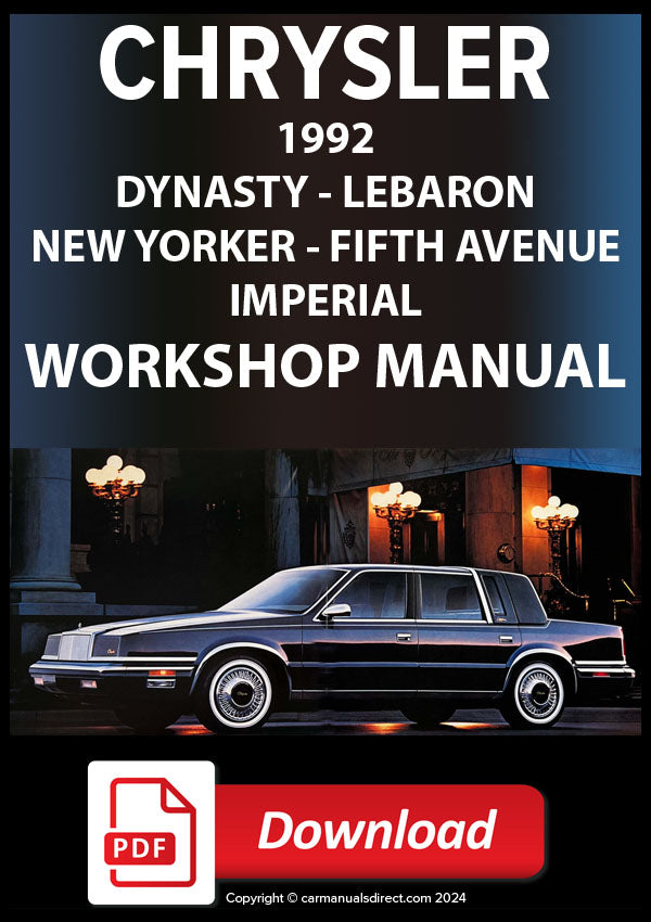 CHRYSLER 1992 New Yorker, Fifth Avenue, Imperial Workshop Manual | PDF Download | carmanualsdirect