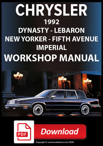 CHRYSLER 1992 New Yorker, Fifth Avenue, Imperial Workshop Manual | PDF Download | carmanualsdirect