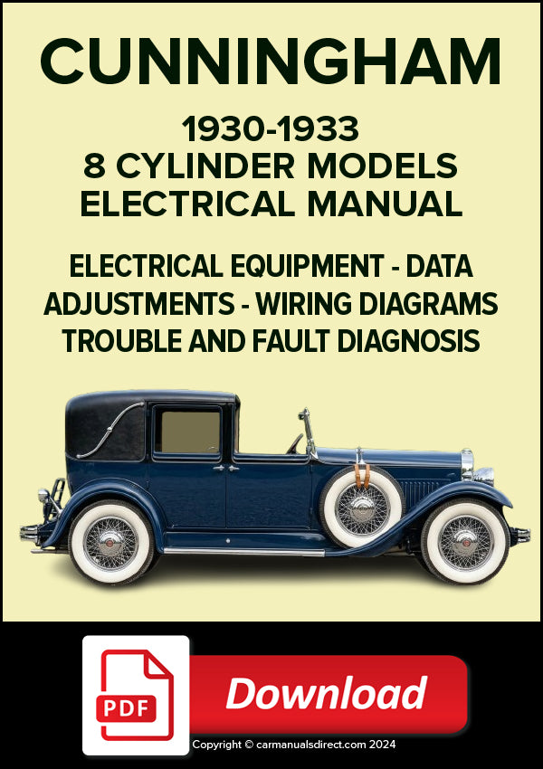 CUNNINGHAM V9 & V10 Series 1930-1933 Electrical Manual | PDF Download