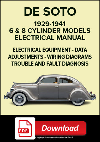 DE SOTO 6 & 8 Cylinder Models 1929-1941 Electrical Manual | PDF Download