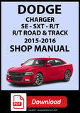 Dodge Charger SE SXT R/T 2015–2016 Shop Manual | PDF Download