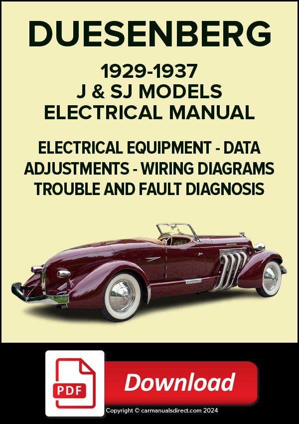 DUESENBERG J & SJ Models 1929-1937 Electrical Manual | PDF Download