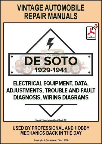 DE SOTO 1929-1941 Automotive Electrical Manual for models K, K-1, CK SIX, SERIES SA, CF EIGHT, SC SIX, SD, AIRFLOW SE, AIRSTREAM SIX SF, AIRFLOW SIX SG, S1, S2, S3, S5, S6, S7, S8 | PDF Download | carmanualsdirect 