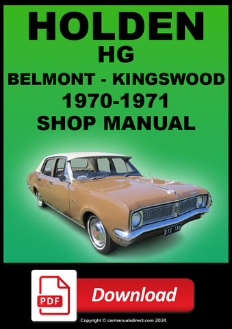 HOLDEN HG Belmont and Kingswood 1970-1971 Workshop Service Repair Manual PDF Download
