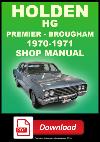 HOLDEN HG Premier and Brougham 1970-1971 Workshop Service Repair Manual PDF Download