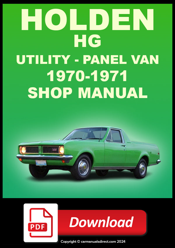 HOLDEN HG Utility & Panel Van 1970-1971 Workshop Service Repair Manual PDF Download