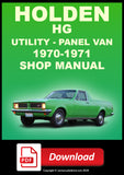HOLDEN HG Utility & Panel Van 1970-1971 Workshop Service Repair Manual PDF Download