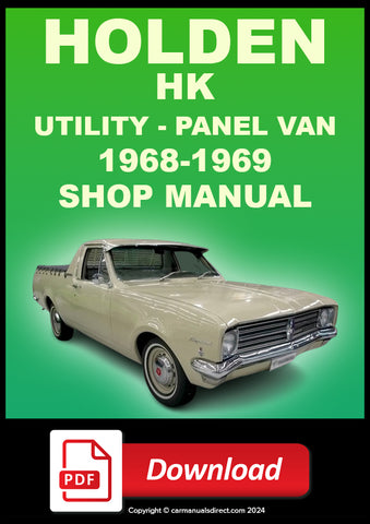 HOLDEN HK Utility and Panel Van 1968-1969 Workshop Service Repair Manual PDF Download