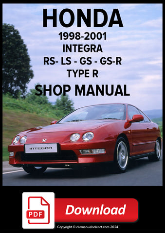 HONDA Integra 2 Door Hatchback and 4 Door Sedan Type R, LS, GS, GS-R 1999-2001 Workshop Manual 