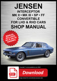 JENSEN Interceptor, FF, SP & Convertible 1969-1976 Workshop Manual | PDF Download