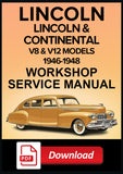 Lincoln  and Continental 1946-1948 Workshop Service Repair Manual PDF Download