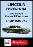 Lincoln Continental 1975-76 Full Shop Manual | PDF Download