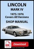 Lincoln Mark IV 1975-76 Complete Shop Manual | PDF Download