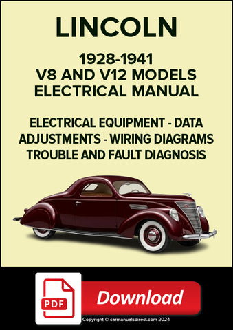LINCOLN V8 & V12 models 1928-1941 Electrical Manual | PDF Download