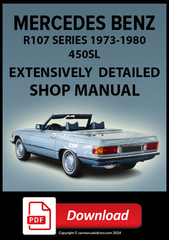 MERCEDES BENZ R107 450SL 1973-1980 Workshop Manual | PDF Download 