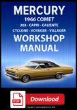 MERCURY Comet 202 - Capri - Caliante - Cyclone - GT - Voyager - Villager 1966 Shop Manual | PDF Download 
