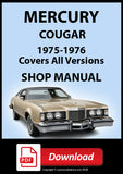 Mercury Cougar XR7 1975-76 Full Shop Manual | PDF Download