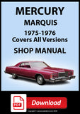 Mercury Marquis, Gan Marquis, Meteor, Brougham 1975-76 Full Shop Manual | PDF Download