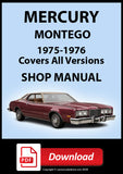 Mercury Montego 1975-76 Full Shop Manual | PDF Download