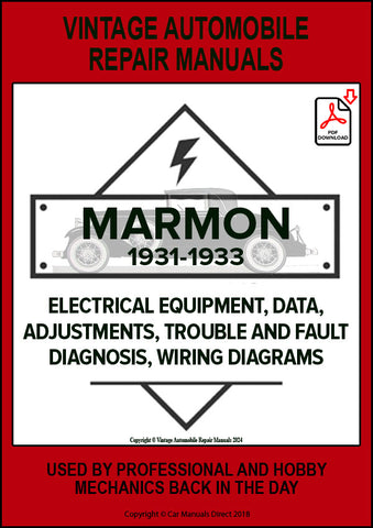 MARMON 1931-1933 Automotive Electrical Manual for models 70, 88, 8-125, V16, SIXTEEN | PDF Download | carmanualsdirect 