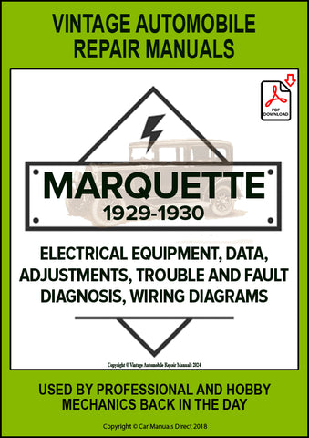 MARQUETTE 1929-1930 MODELS 30 – 34 – 35 – 36 – 36-S - 37 Automotive Electrical Manual | PDF Download | carmanualsdirect 