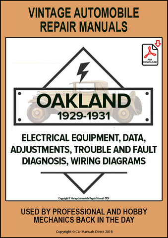 OAKLAND 1929-1931 Automotive Electrical Manual for models ALL AMERICAN SIX, EIGHT MODEL 0/8, MODEL 301 | PDF Download | carmanualsdirect