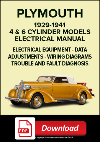 PLYMOUTH 4 & 6 Cylinder Models 1929-1941 Electrical Manual | PDF Download
