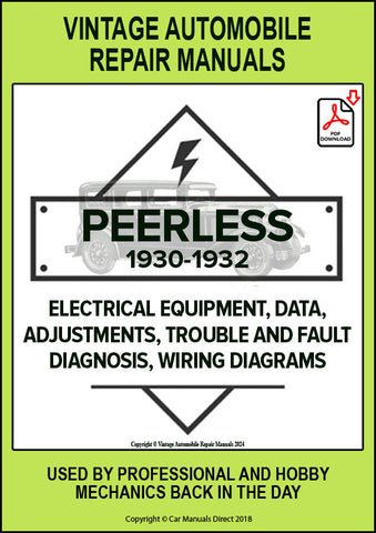 PEERLESS 1930-1932 STANDARD EIGHT MODEL A, MASTER AND DE LUXE MASTER EIGHT MODEL B, CUSTOM AND DE LUXE CUSTOM EIGHT, MODEL C Automotive Electrical Manual | PDF Download | carmanualsdirect