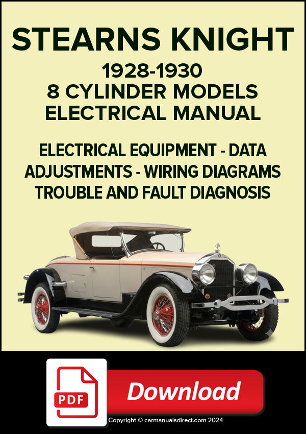 STEARNS KNIGHT 8 Cylinder Models 1928-1930 Electrical Manual | PDF Download