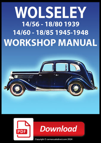 WOLSELEY 14/56, 14/60, 18/80, 18/85 1939-1948 Factory Workshop Manual | PDF Download | carmanualsdirect