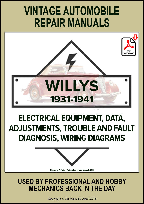 WILLYS, WILLYS OVERLAND, WILLYS KNIGHT All six cylinder and eight cylinder models 1929-1941 Automotive Electrical Manual | PDF Download | carmanualsdirect 