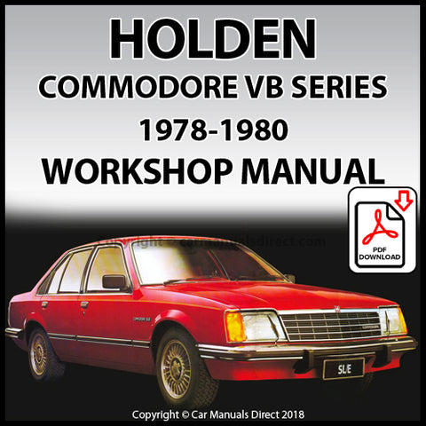HOLDEN VB Commodore SL and Commodore SL/E 1978-1980 Factory Workshop Manual | carmanualsdirect