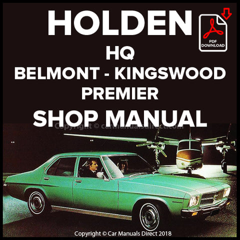 HOLDEN HQ Belmont, Kingswood, Premier 1971-1974 Factory Workshop Manual | carmanualsdirect