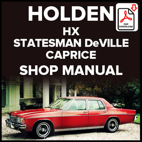 HOLDEN HX Statesman, Statesman DeVille and Caprice Factory Workshop Manual | carmanualsdirect