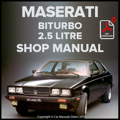Maserati Biturbo SE, Spyder, 425 2.5 Litre Factory Workshop Manual | carmanualsdirect